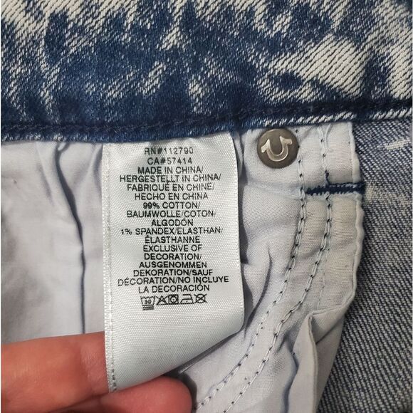 True Religion Halle High Rise Super Skinny Acid Wash Raw Hem Jeans - Picture 14 of 16